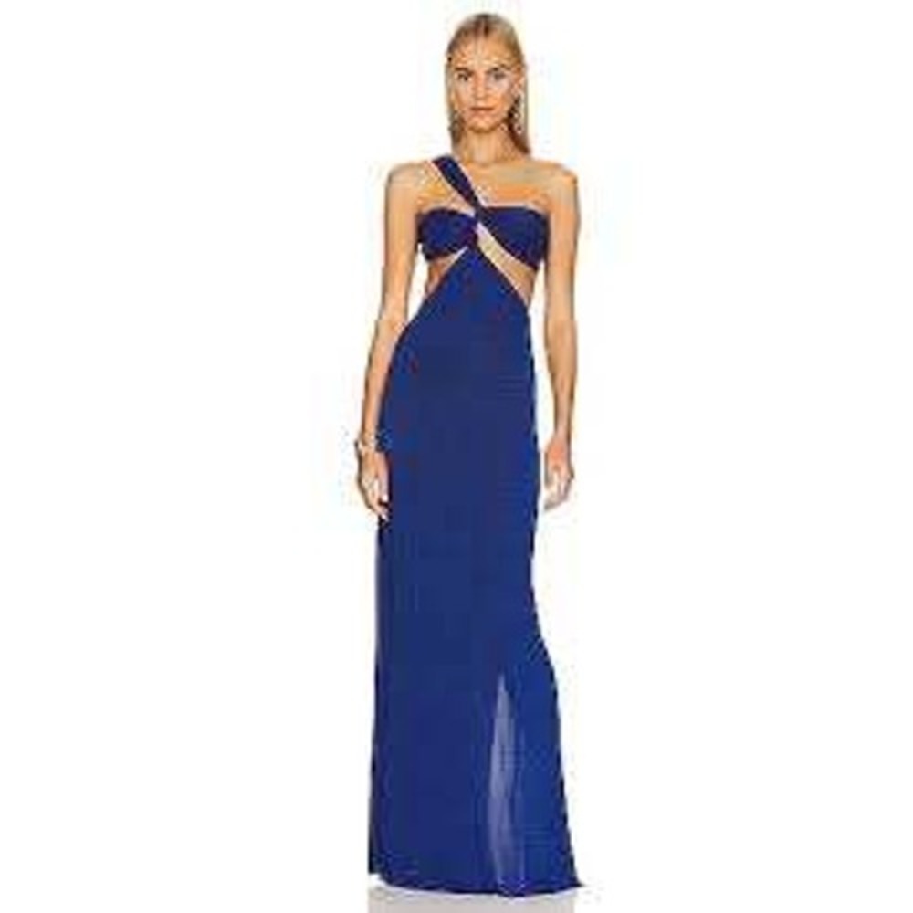 Baobab Noah One Shoulder Maxi Dress Royal Blue Noche Azul Cut Out Evening Gown S